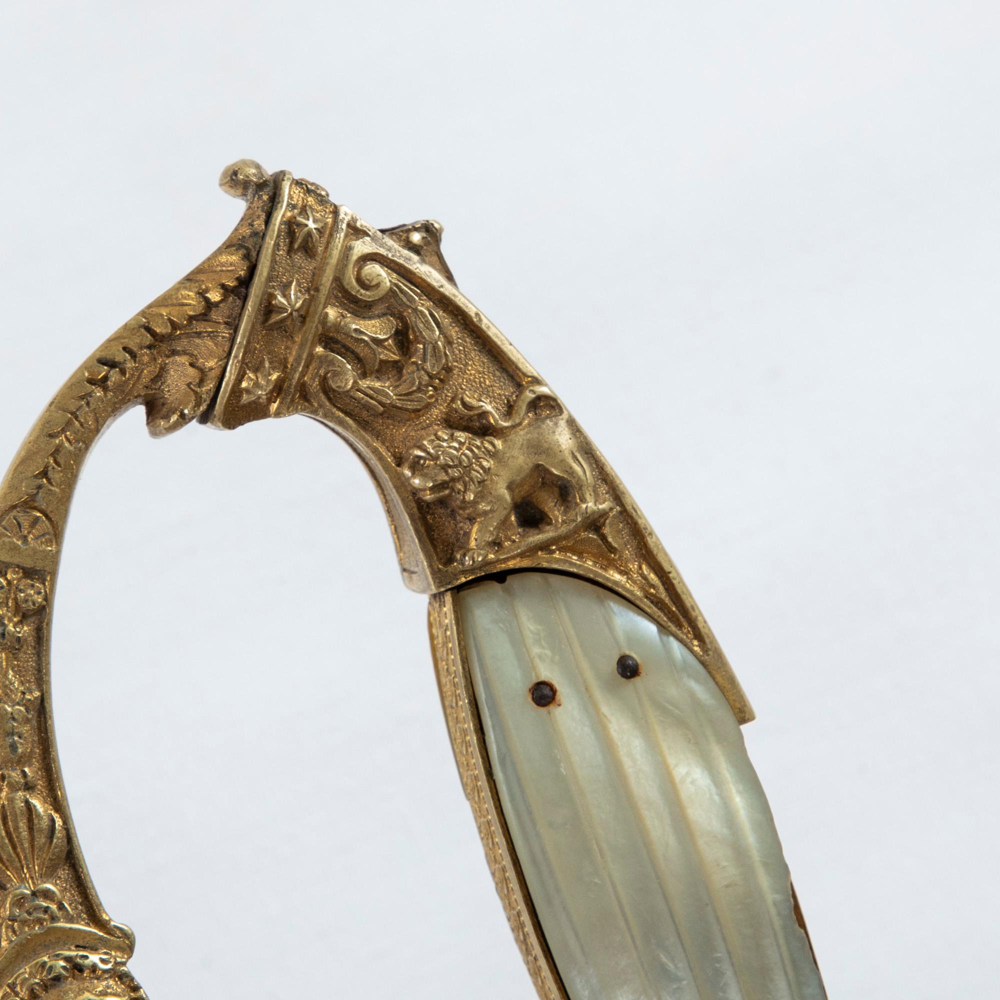 Early 19th Century French Gilt Bronze and Mother of Pearl Ceremonial Sword In Good Condition In Fayetteville, AR