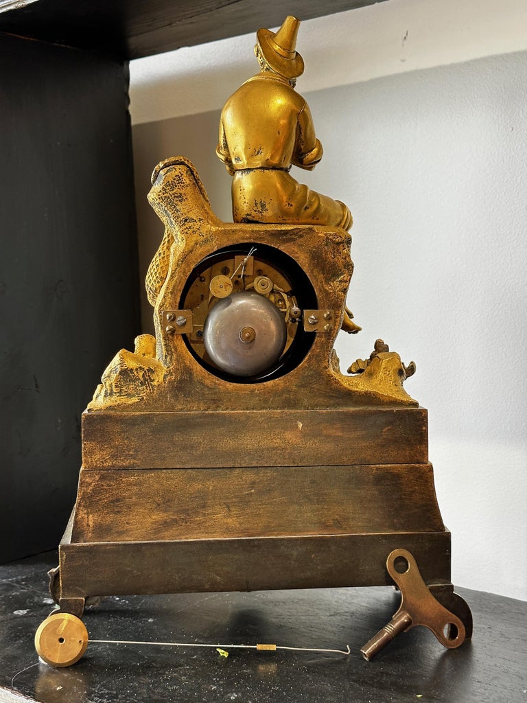 Early 19th Century French Gilt Bronze Figural Clock For Sale 2