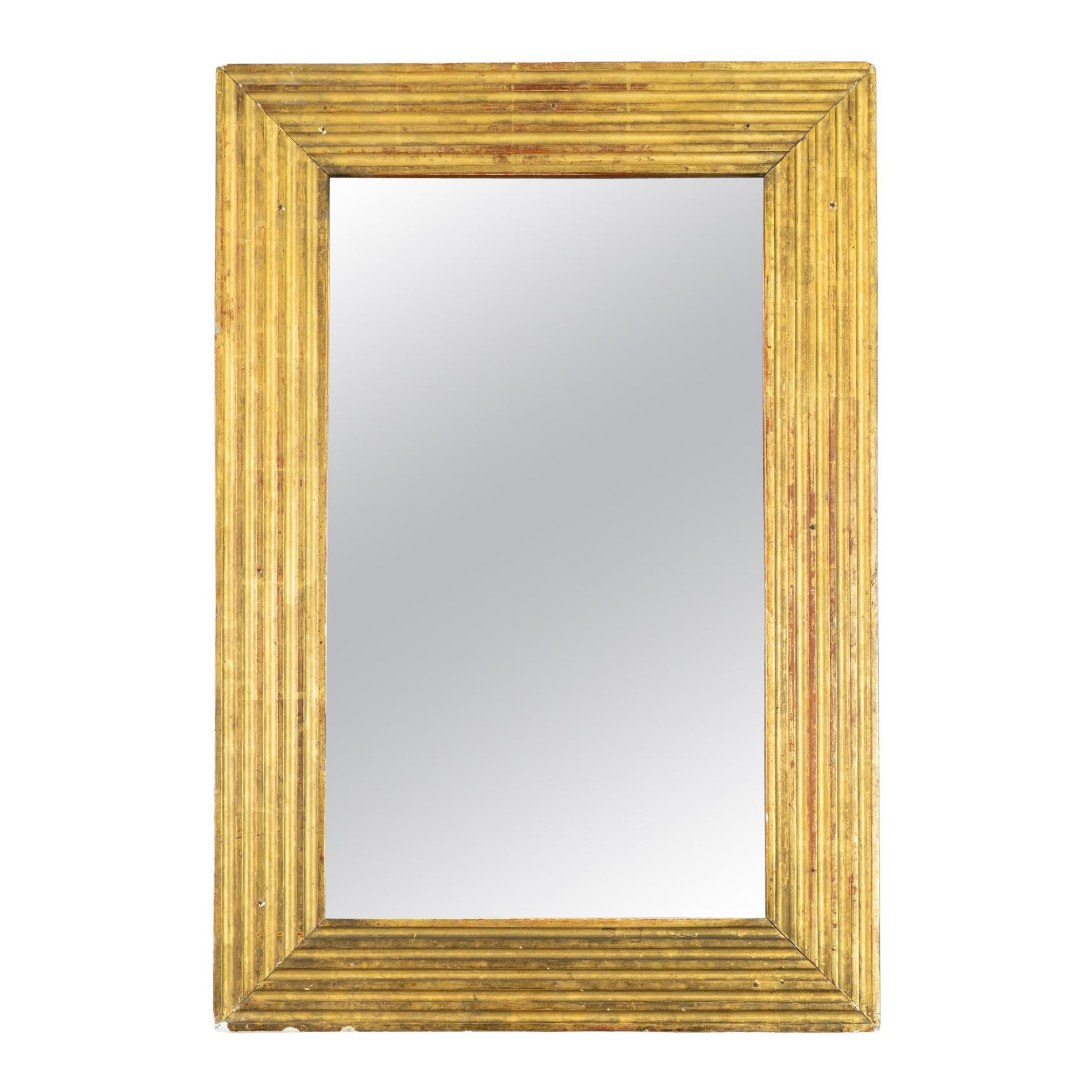 Early 19th Century French Gilt Ribbed Mirror
