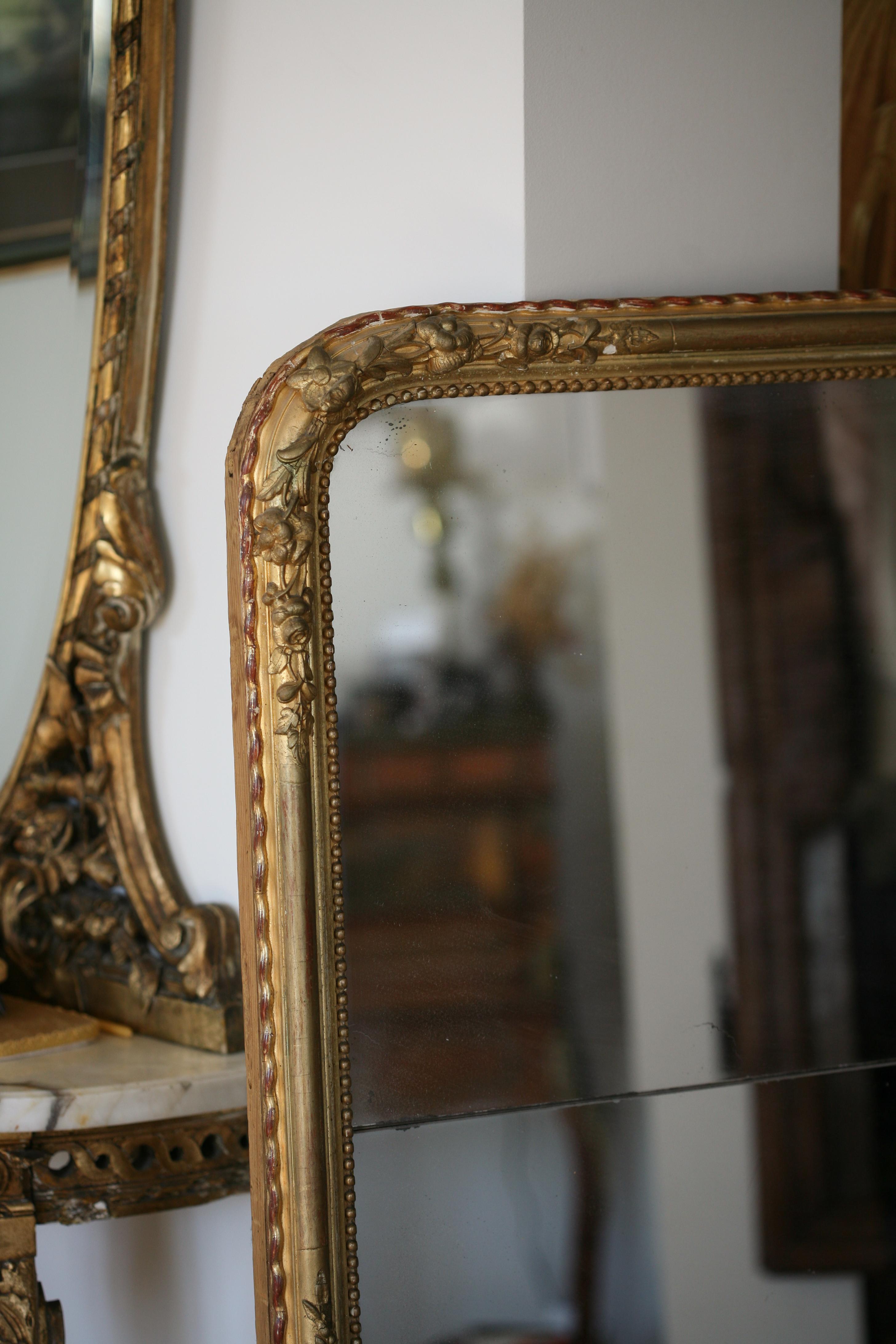 Louis-Philippe Miroir français en cristal et bois doré du début du XIXe siècle, Époque Louis Philippe