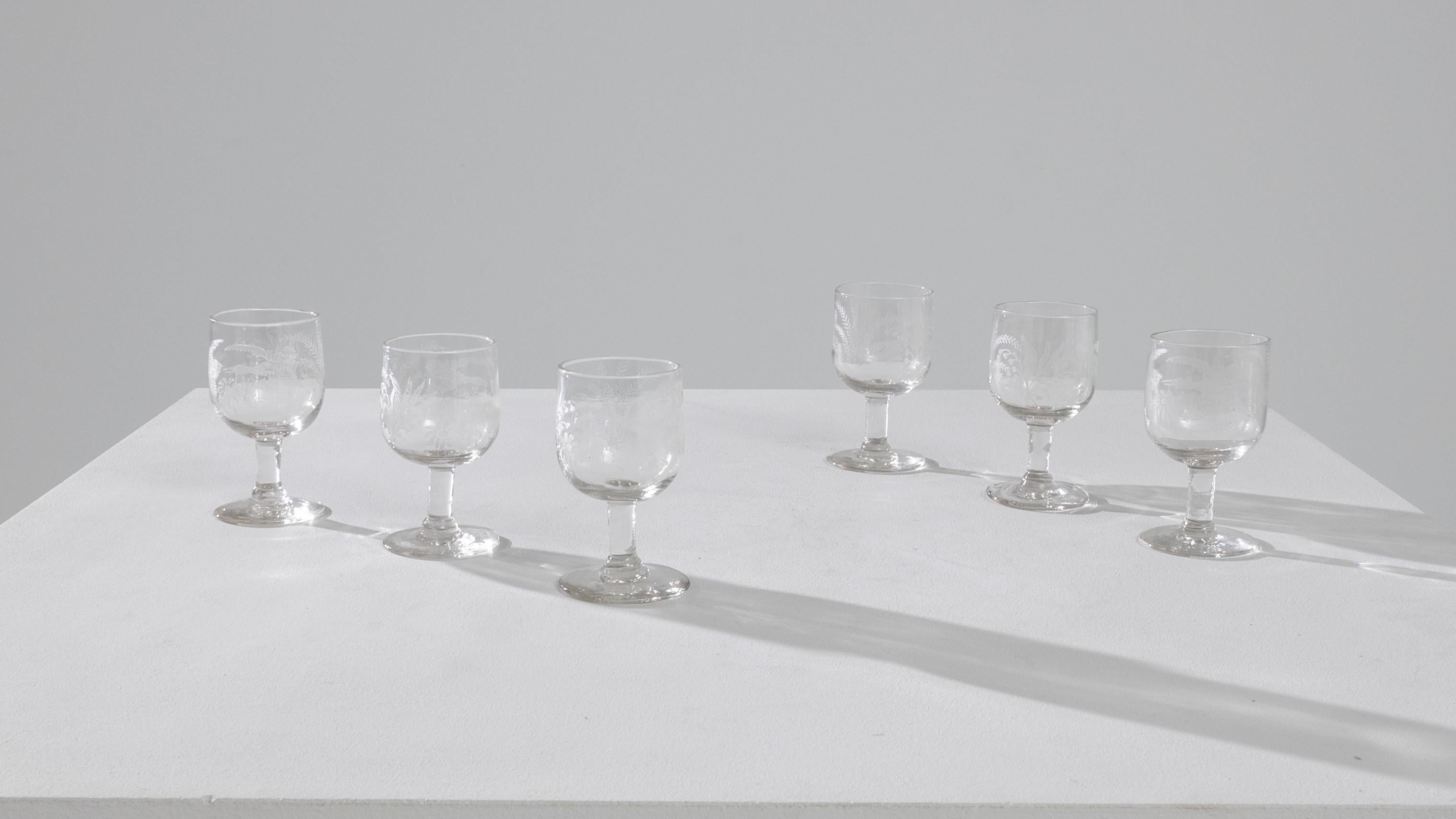 French Provincial Early 19th Century French Glasses, Set of Six