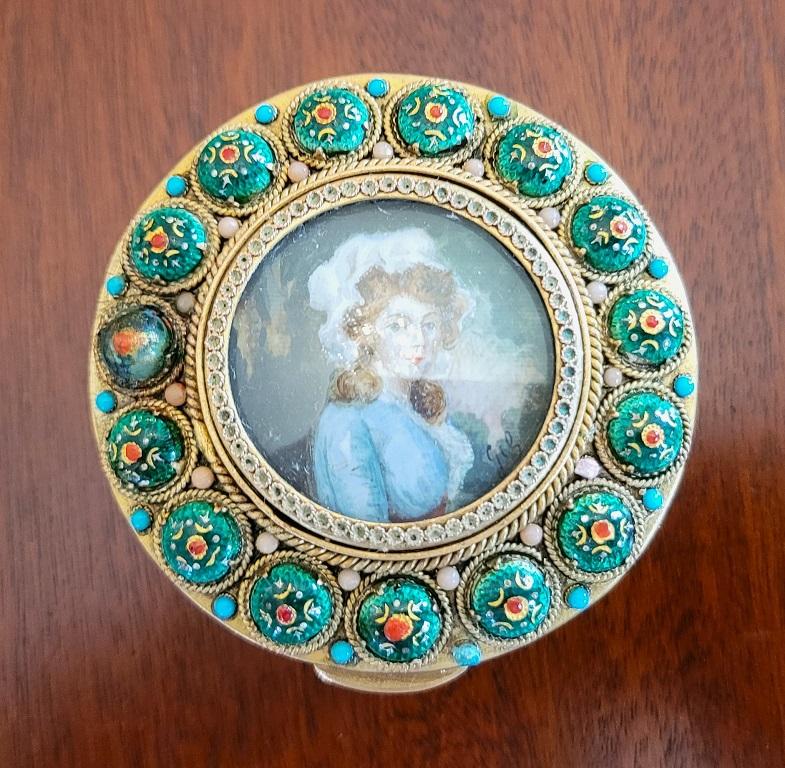Early 19th Century French Gold Box with Enamel and Miniature Portrait For Sale 8