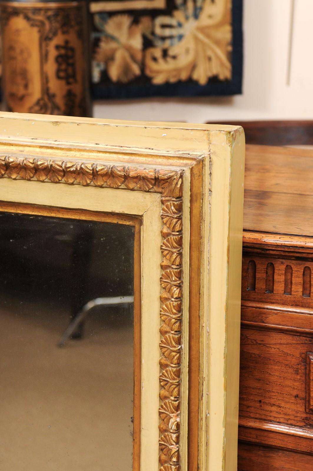 Espejo Rectangular Francés de Principios del Siglo XIX Pintado de Verde y Dorado a la Parcela en venta 5