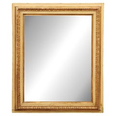 Espejo Rectangular Francés de Principios del Siglo XIX Pintado de Verde y Dorado a la Parcela