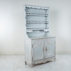 Early 19th Century French Hand Carved Painted Vaisselier or Buffet Deux Corps