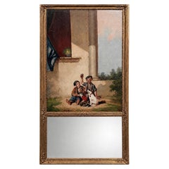 Early 19th Century French Hand-Painted Trumeau Mirror