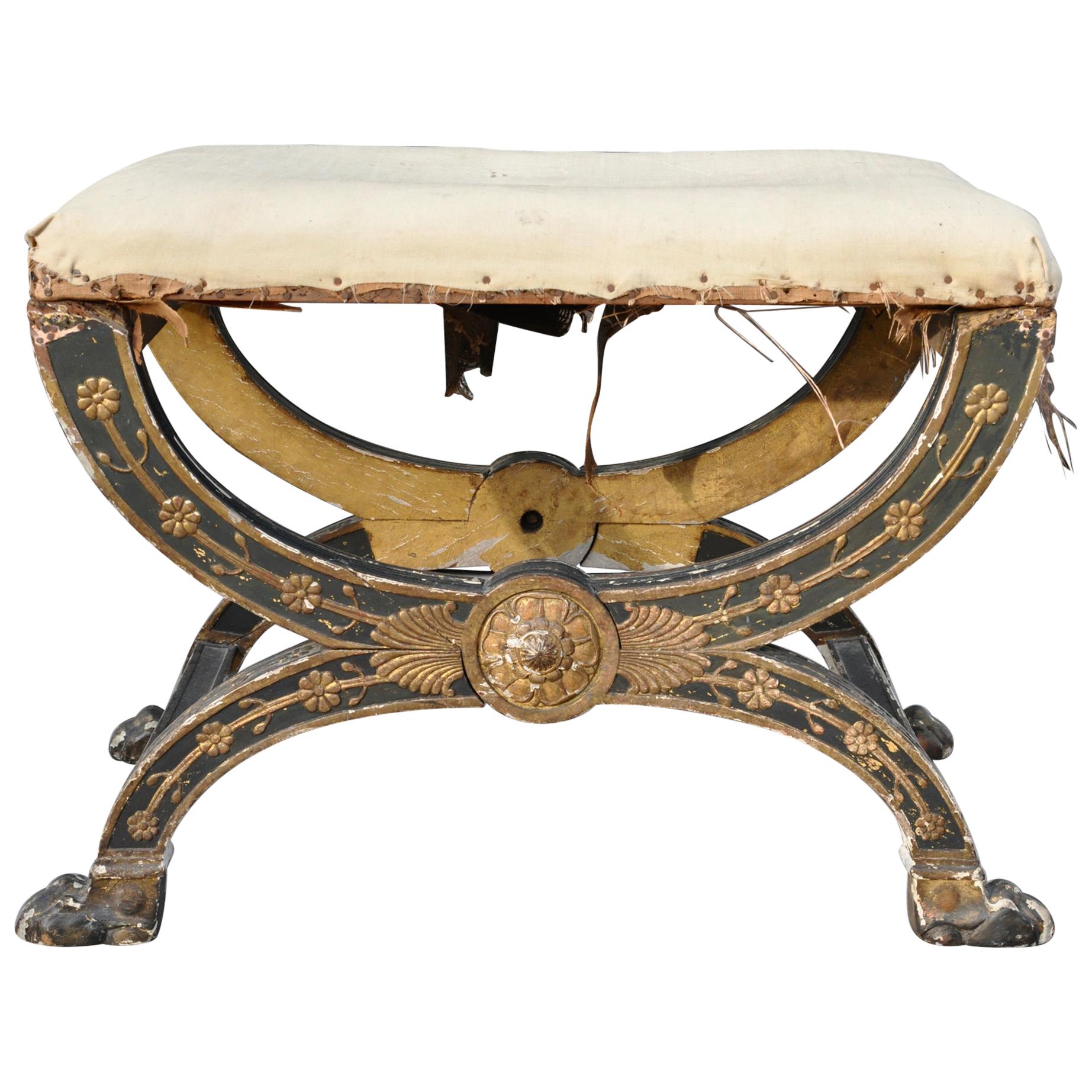 Early 19th Century French Imperial Empire Tabouret Ordered for The Tuileries