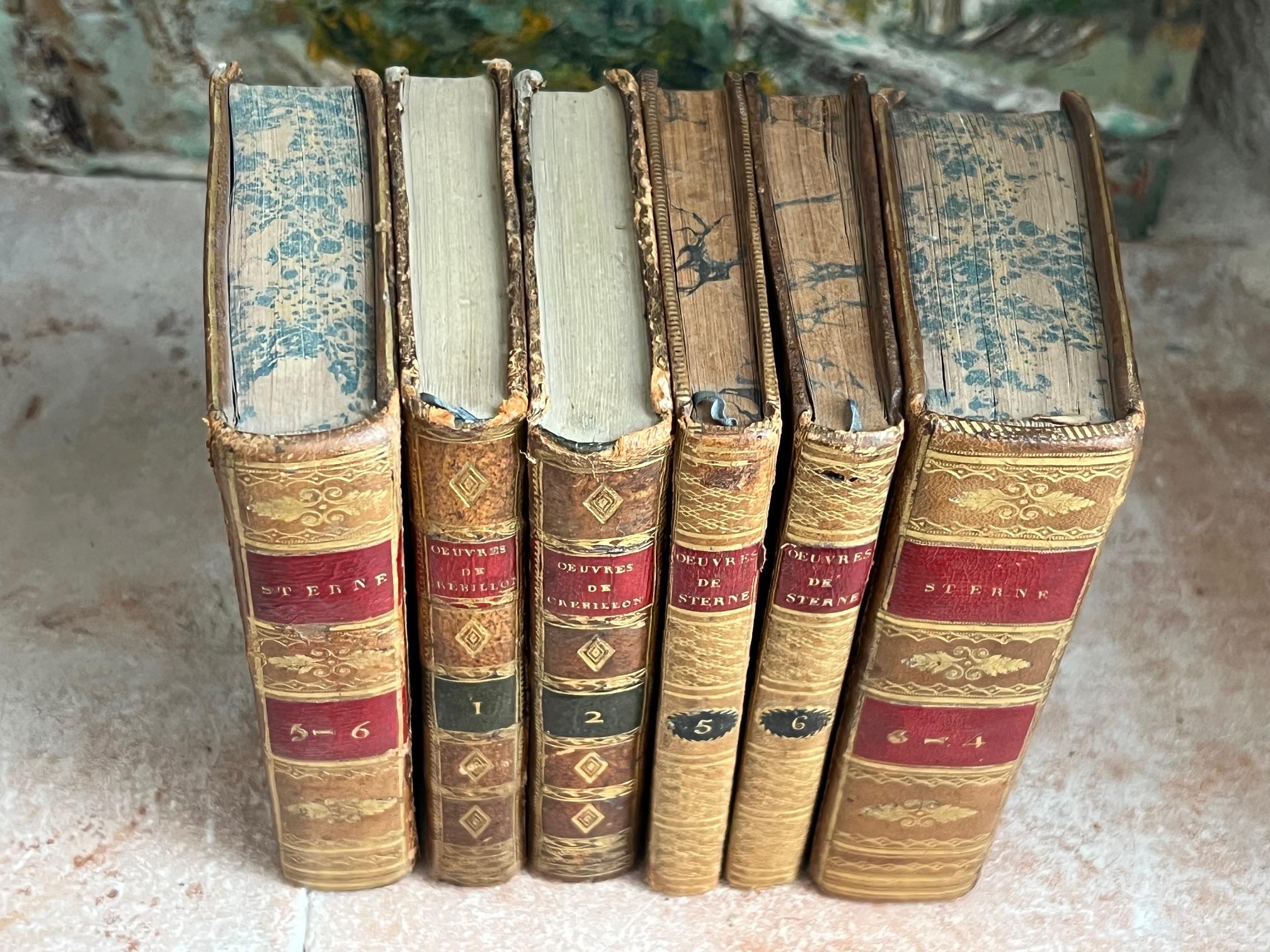Französische Lederbücher des frühen 19. Jahrhunderts, 6er-Set im Angebot 5