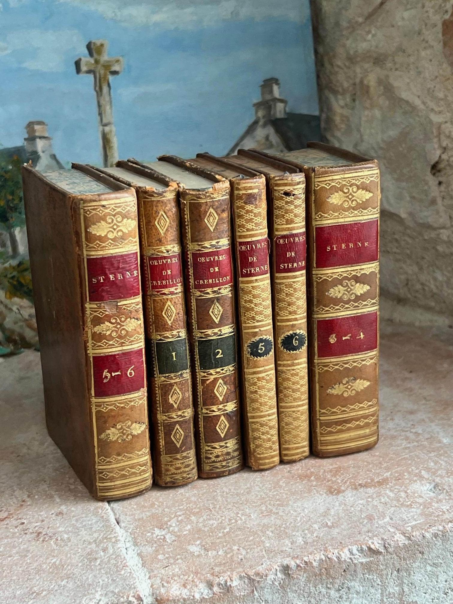Französische Lederbücher des frühen 19. Jahrhunderts, 6er-Set (Französische Provence) im Angebot