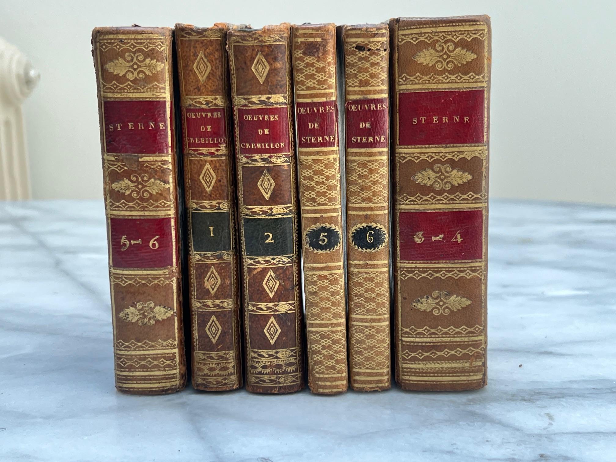 Französische Lederbücher des frühen 19. Jahrhunderts, 6er-Set im Zustand „Gut“ im Angebot in Ross, CA