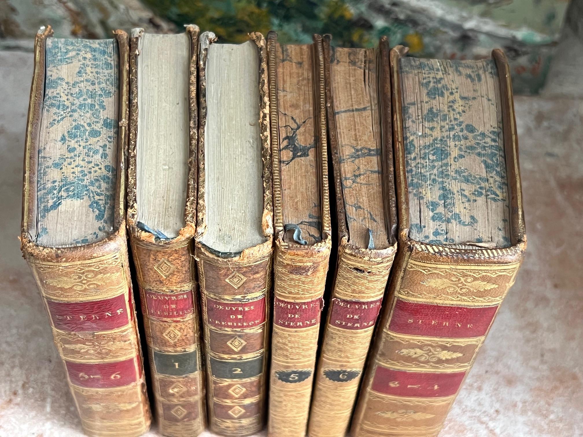 Französische Lederbücher des frühen 19. Jahrhunderts, 6er-Set (Frühes 19. Jahrhundert) im Angebot