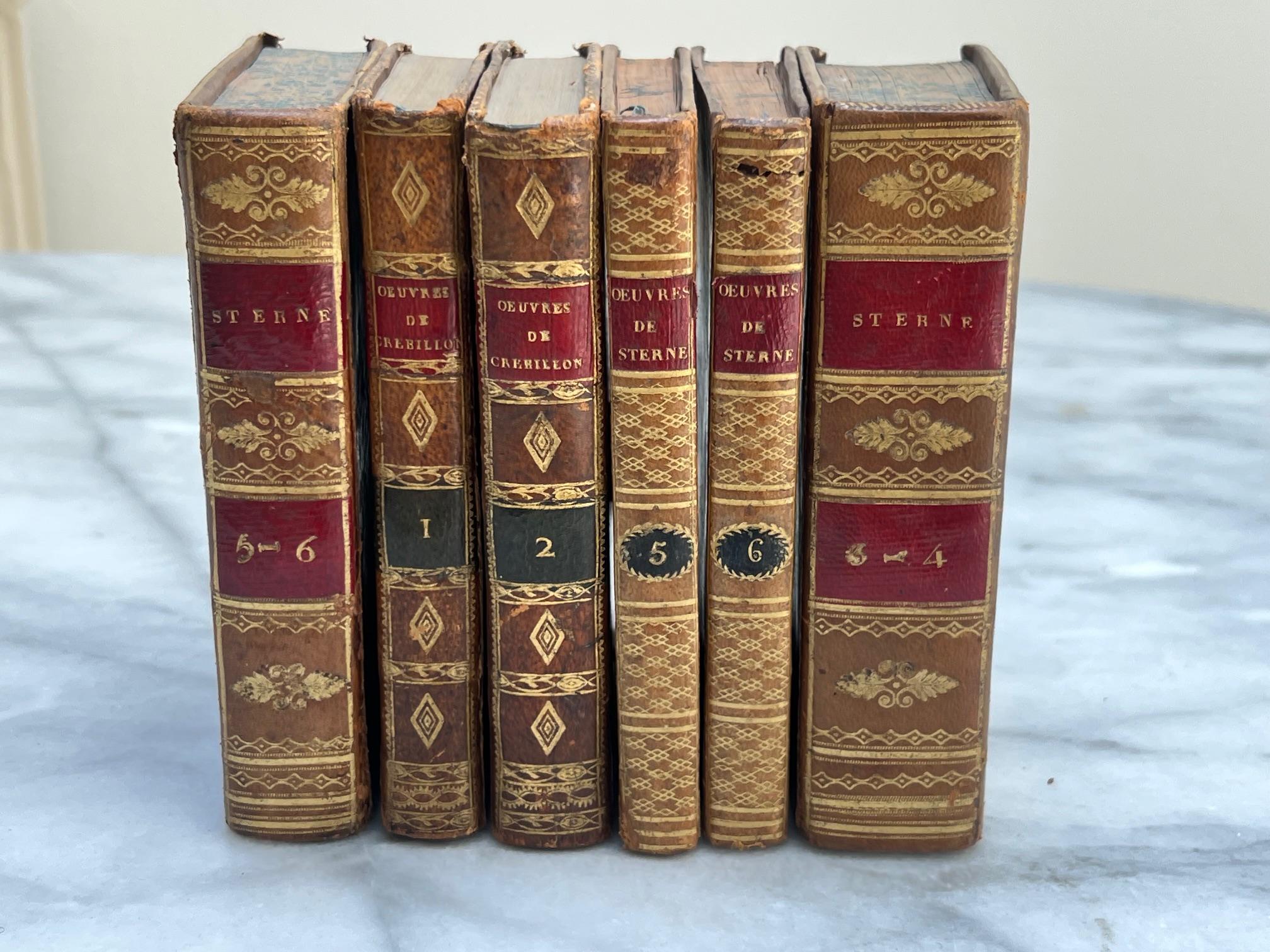 Französische Lederbücher des frühen 19. Jahrhunderts, 6er-Set im Angebot 3