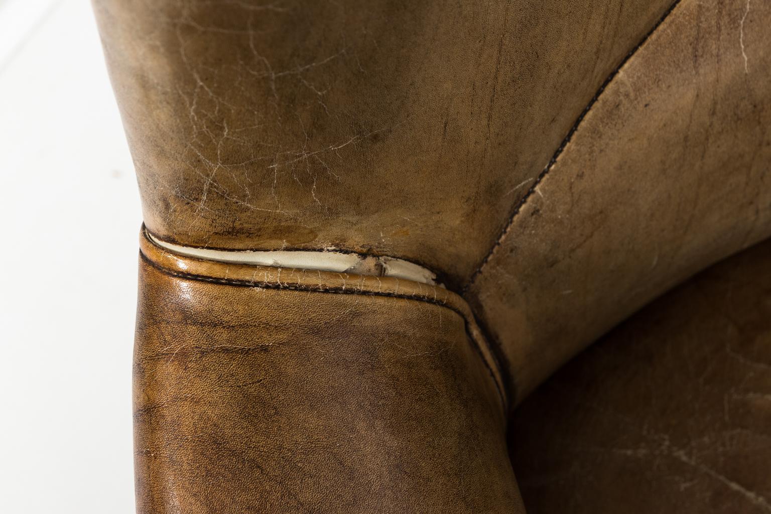 Late 19th Century Early 19th Century French Leather Wing Chair