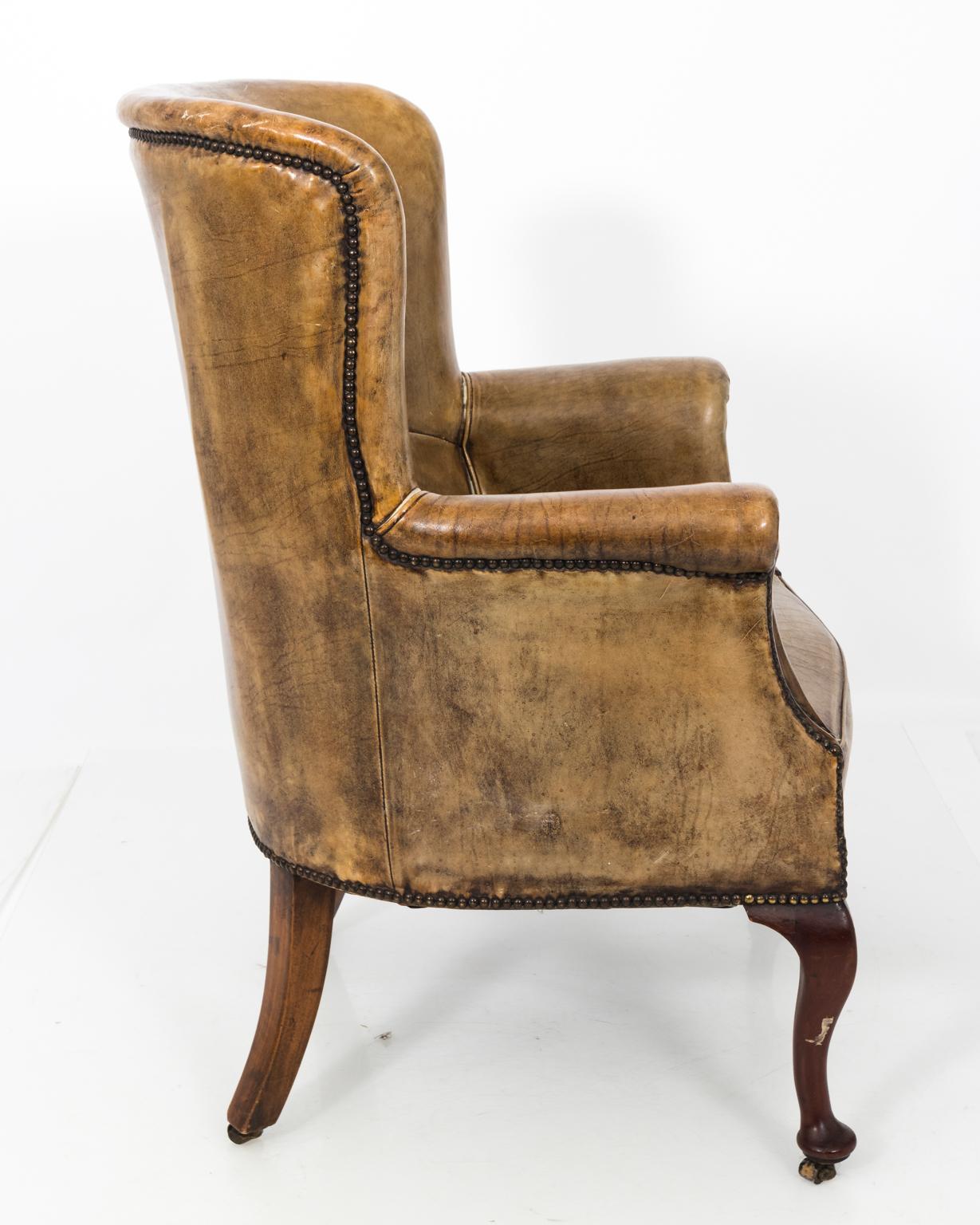 Early 19th Century French Leather Wing Chair 2
