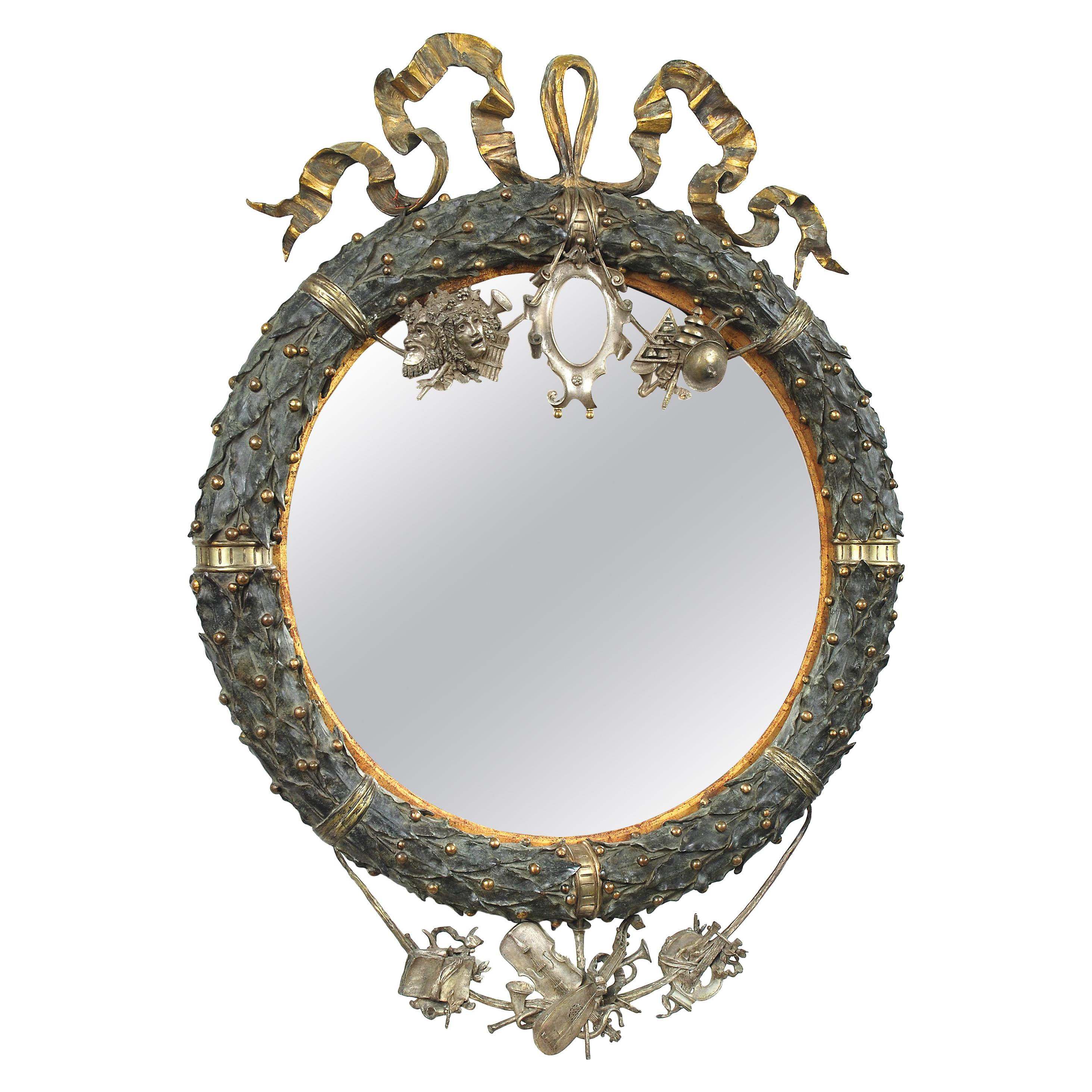 An Early 19th Century French Led & Gilt Bronze Mirror For Sale