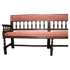 19th Century French Oak Long Bench, Authentic Design, Circa 1820