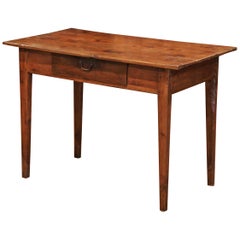 Early 19th Century French Louis Philippe Cherry Side Table with Center Drawer