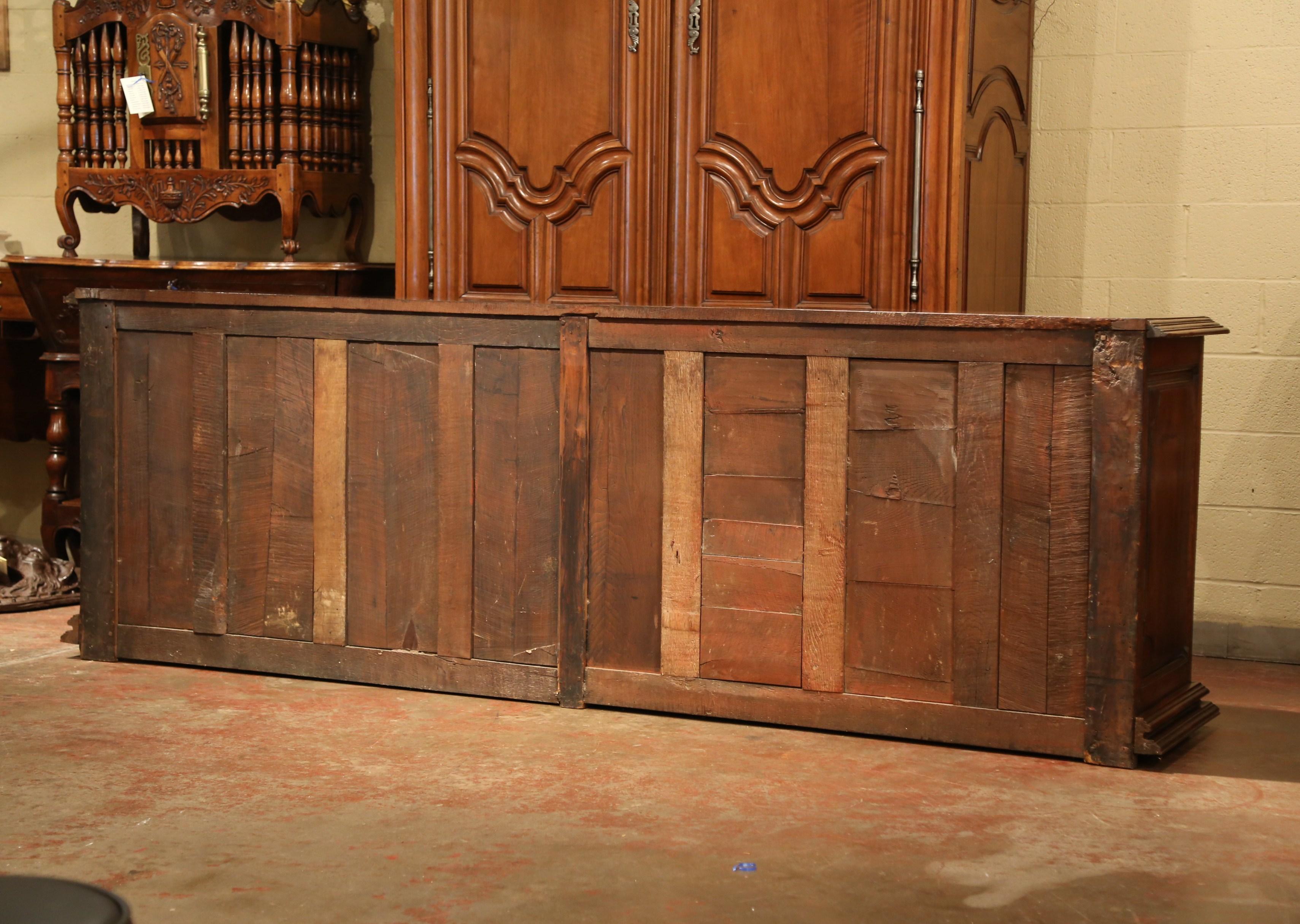 Early 19th Century French Louis XIII Carved Walnut Four-Door Enfilade Buffet 10