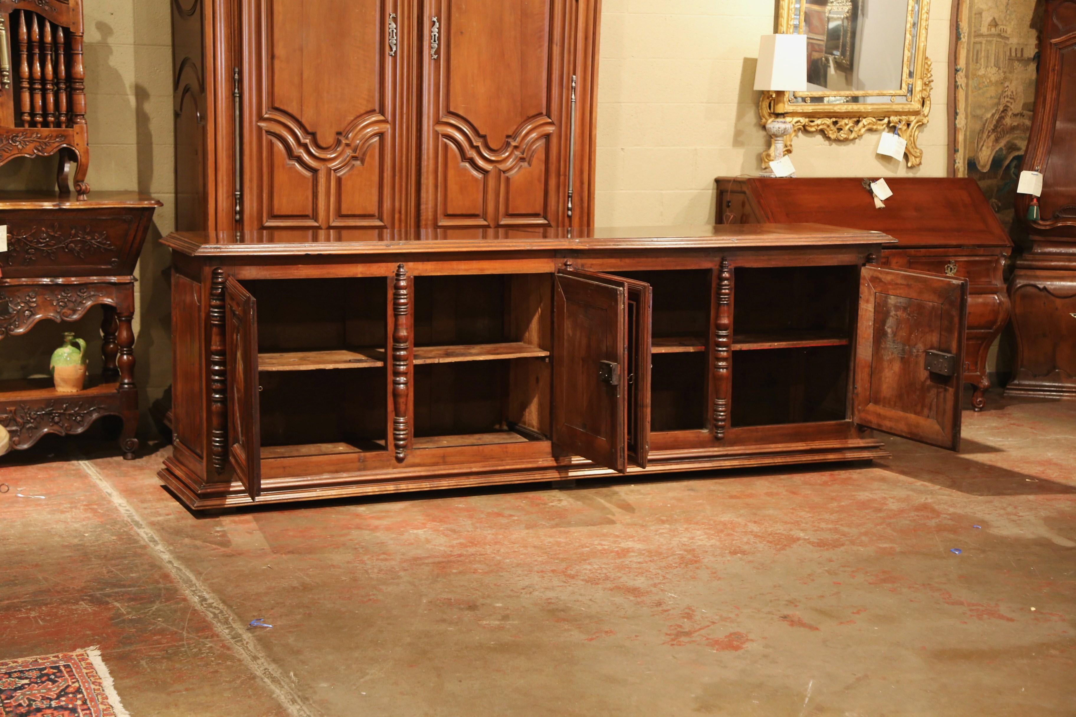 Early 19th Century French Louis XIII Carved Walnut Four-Door Enfilade Buffet 5