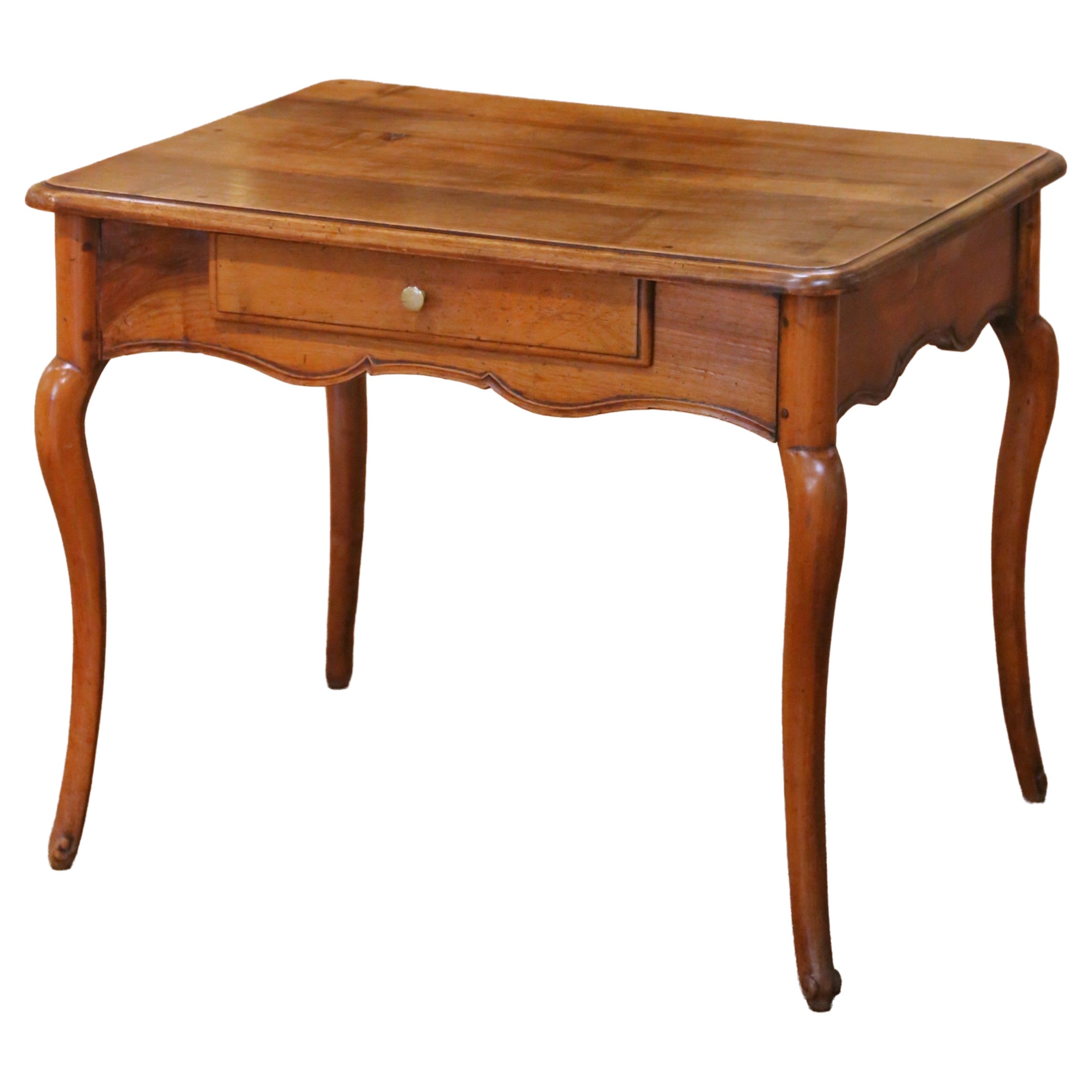 Early 19th Century French Louis XV Provençal Walnut Side Table with Drawer