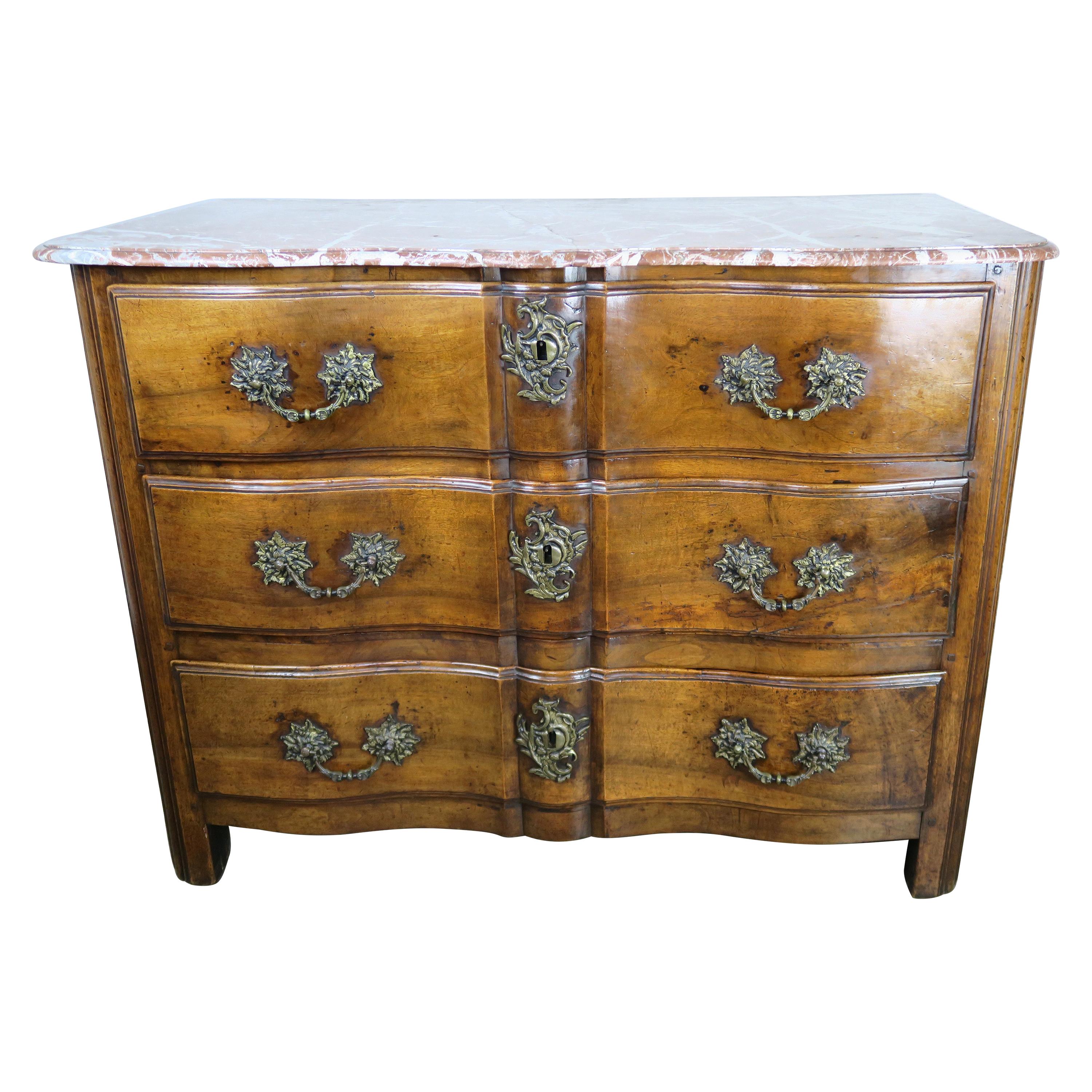 Early 19th Century French Louis XV Style Commode with Bronze Hardware