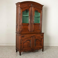 Early 19th Century French Louis XV Style Hand Carved Walnut Buffet Deux Corps