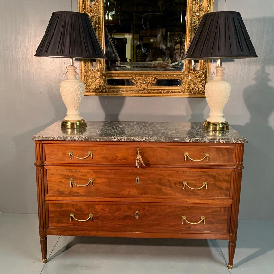 Early 19th Century French Louis XVI Commode with Marble Top and Brass Rope In Good Condition In Uppingham, Rutland