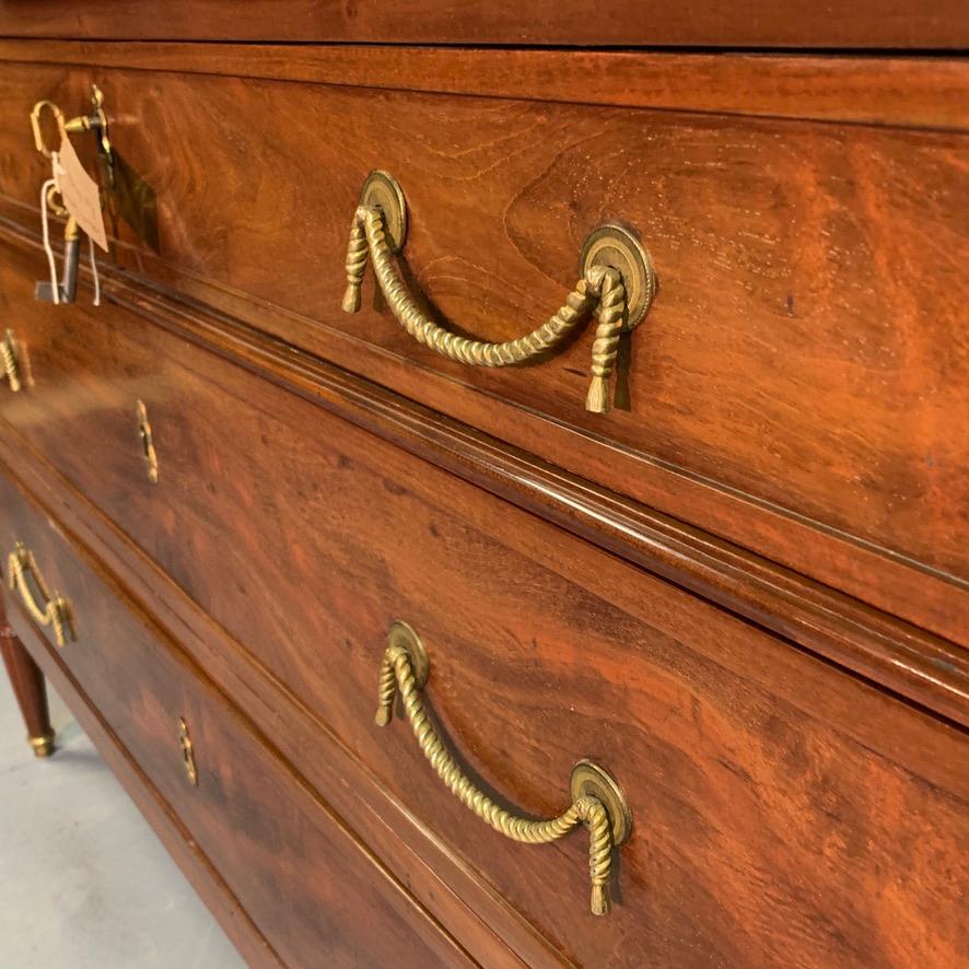 Early 19th Century French Louis XVI Commode with Marble Top and Brass Rope 3