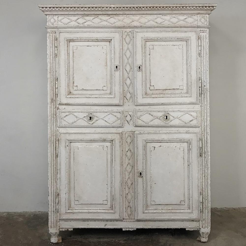 Hand-Carved Early 19th Century French Louis XVI Painted Cabinet