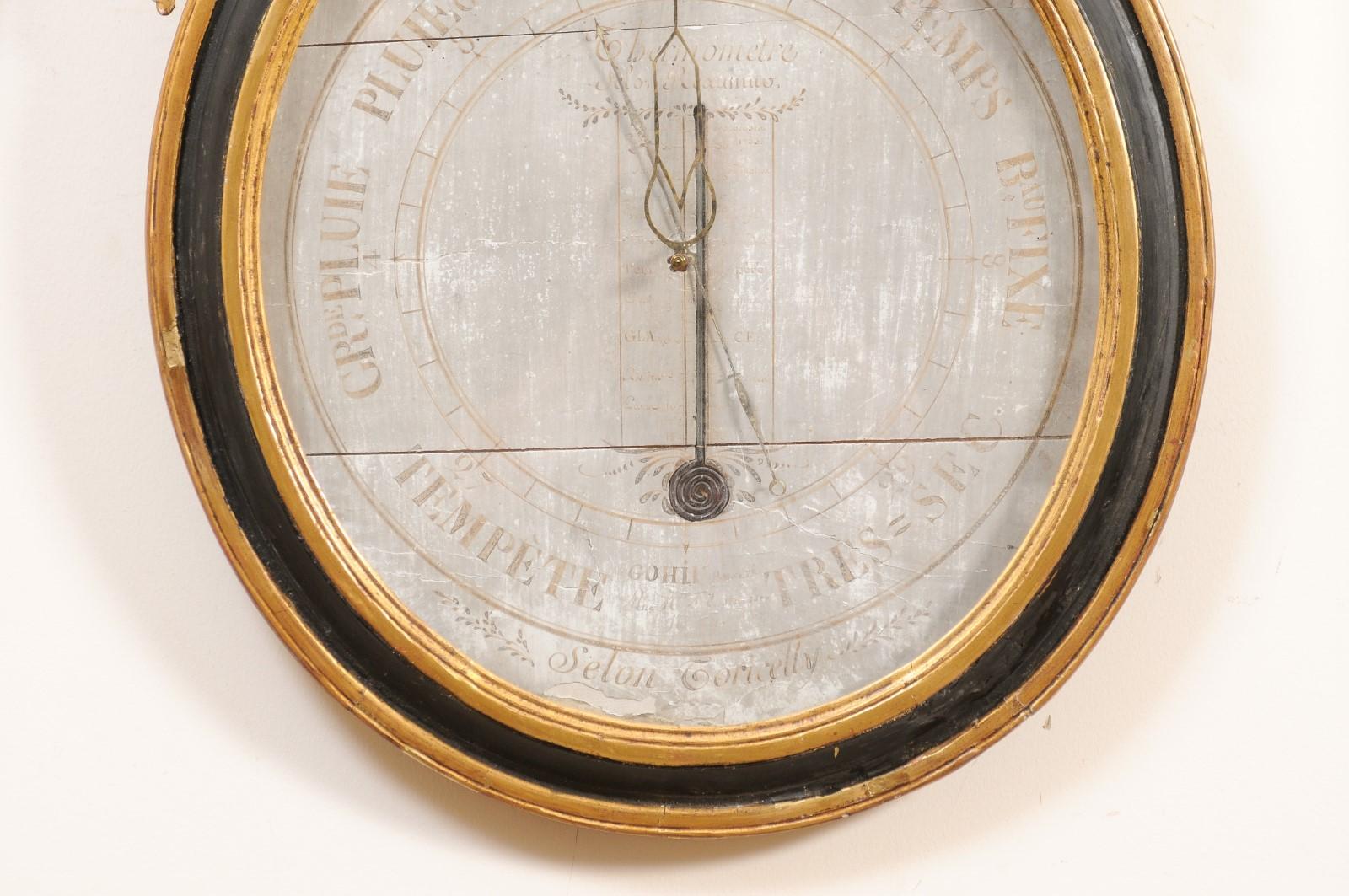 Early 19th Century French Louis XVI Parcel Gilt & Ebonized Barometer, ca. 1800 2