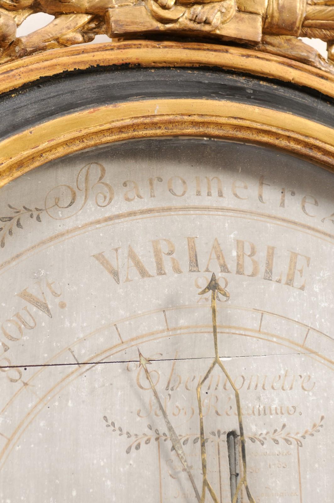 Early 19th Century French Louis XVI Parcel Gilt & Ebonized Barometer, ca. 1800 6