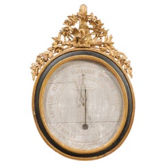 Early 19th Century French Louis XVI Parcel Gilt & Ebonized Barometer, ca. 1800