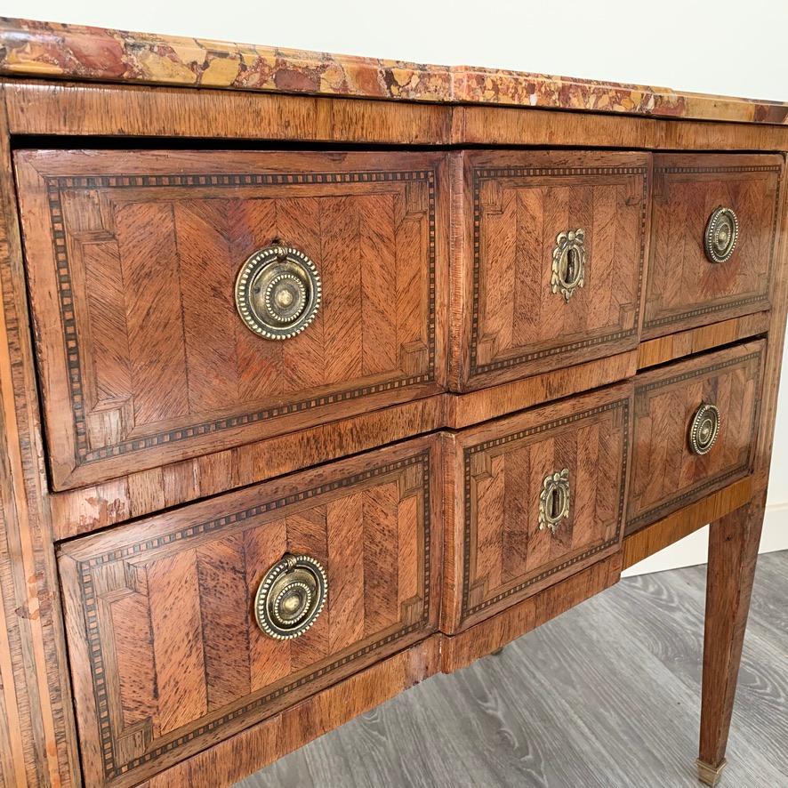 Marquetry Early 19th Century French Louis XVI Period Commode with Original Marble Top