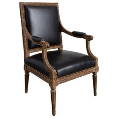 Early 19th Century French Louis XVI Style Carved Wood Armchair