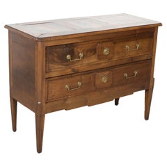 Early 19th Century French Louis XVI Style Two Drawer Walnut Commode Sauteuse