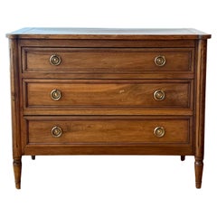 Early 19th Century French Louis XVI Style Walnut Three-Drawer Commode