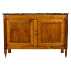 Early 19th Century French Louis XVI Walnut Buffet with Marble Top