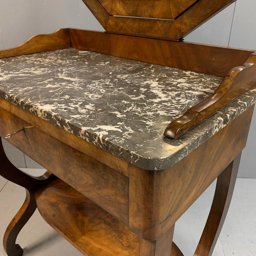 Regency Early 19th Century French Mahogany and Marble-Top Dressing Table with a Drawer