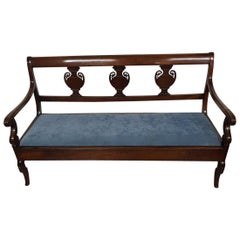 Early 19th Century French Mahogany Hall Bench of the Restauration Period