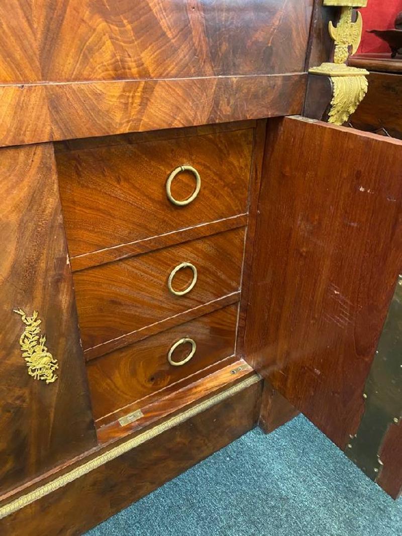 Early 19th Century French Mahogany, Oak & Marble Secretaire with Ormolu Mounts In Good Condition For Sale In Middleburg, VA