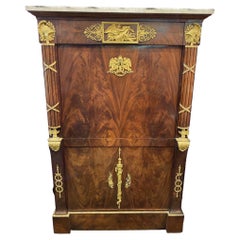 Used Early 19th Century French Mahogany, Oak & Marble Secretaire with Ormolu Mounts