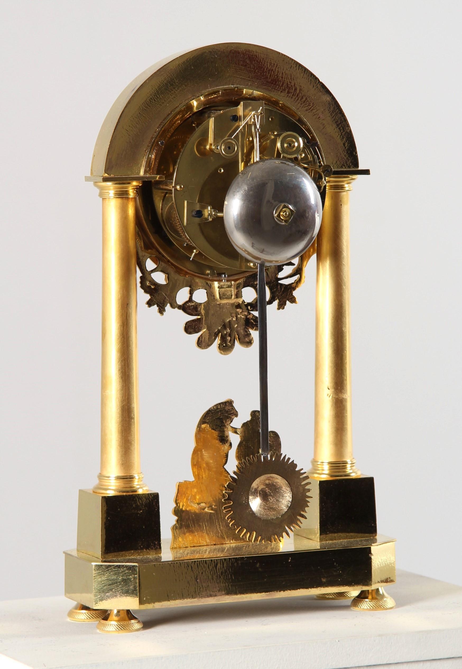 Early 19th Century French Mantel Clock, signed Ferey au Havre, Ormolu For Sale 4