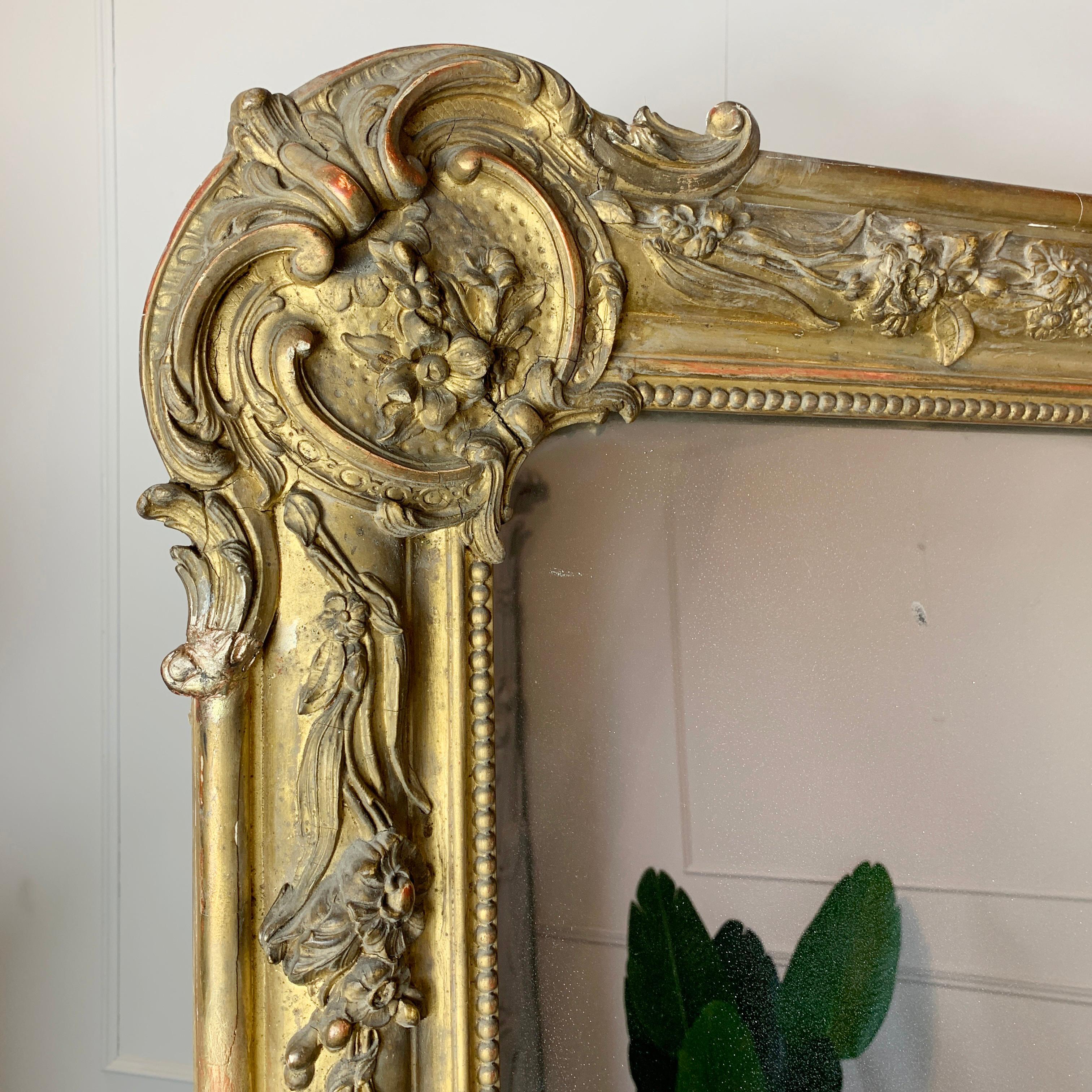 Rococo Early 19th Century French Mantle Mirror of Exceptional Proportions