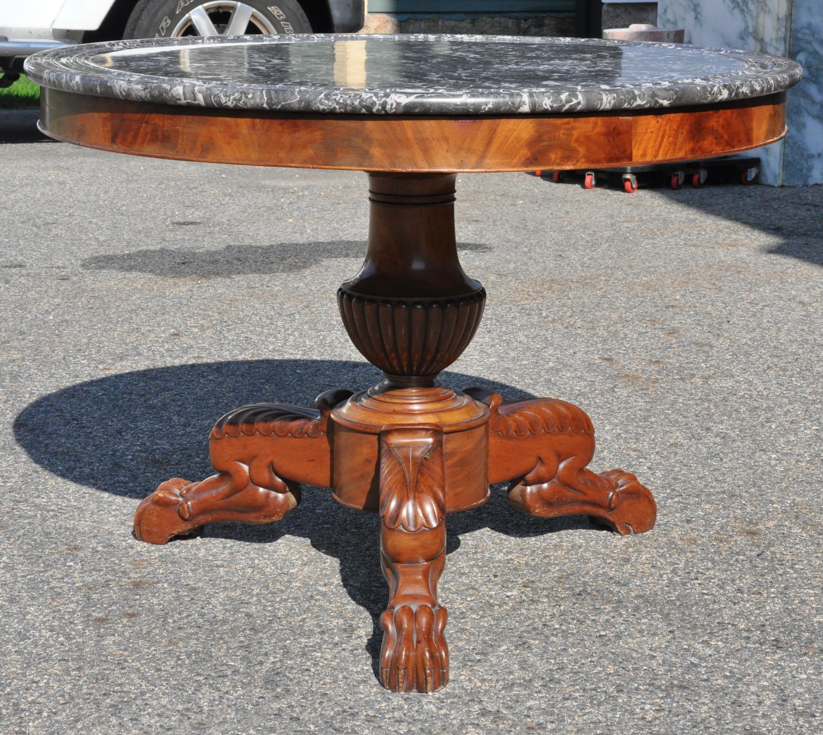 Charles X Early 19th Century French Marble Top Center Table or Gueridon For Sale