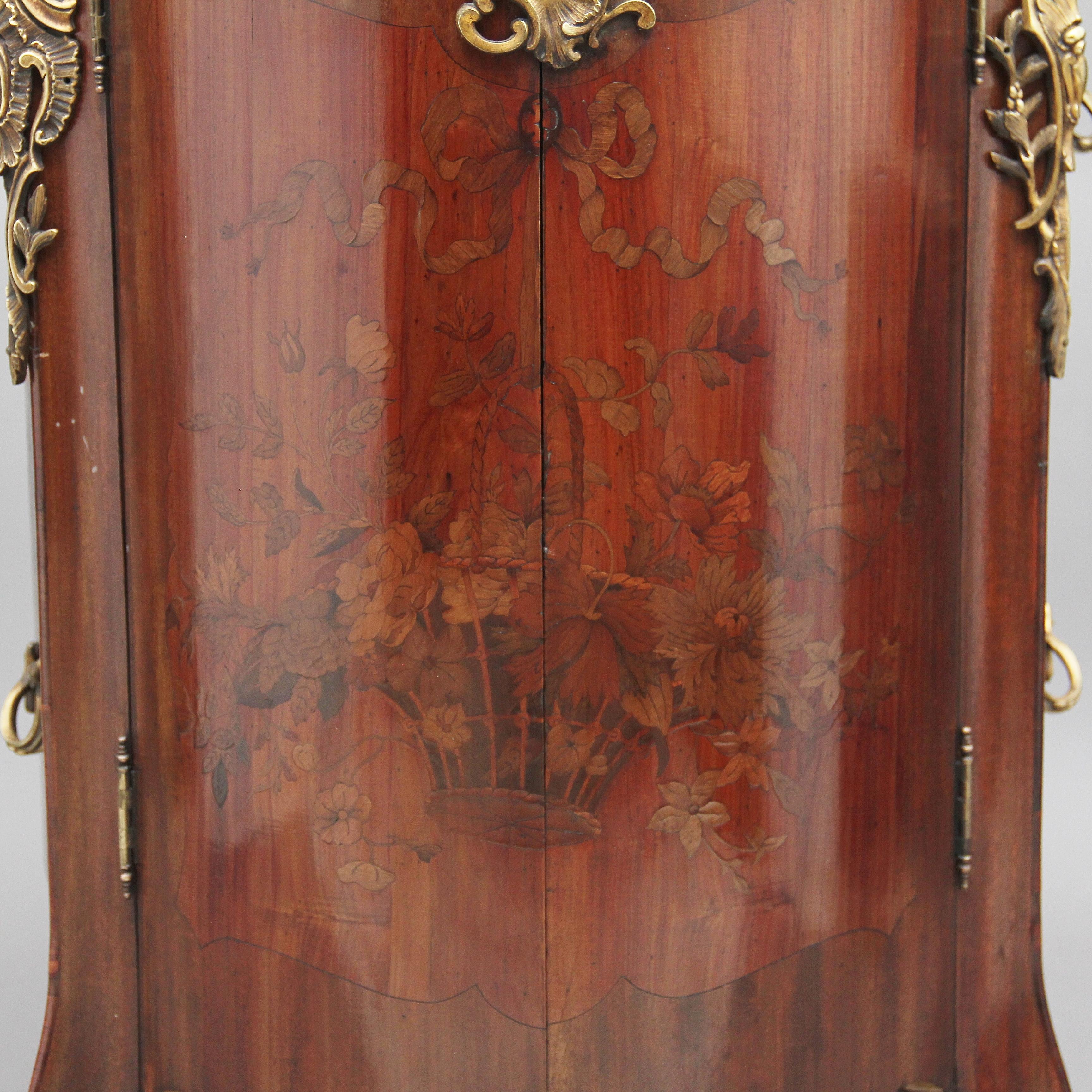 Early 19th Century freestanding French marquetry cabinet with a marble top For Sale 4