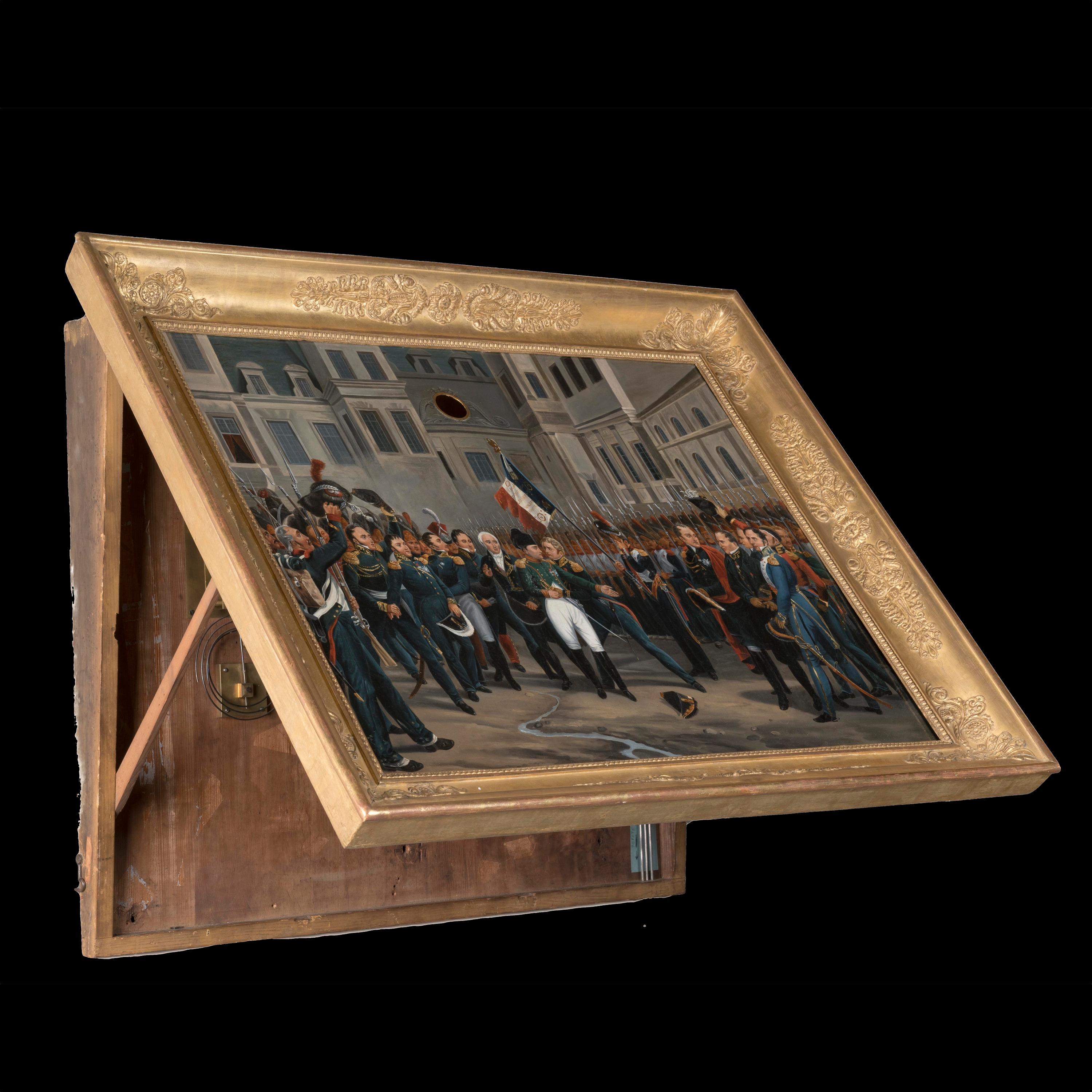 Eine Automatik-Spieluhr
Darstellung von Napoleon in Fontainebleau

Nach dem Originalwerk von Horace Vernet 