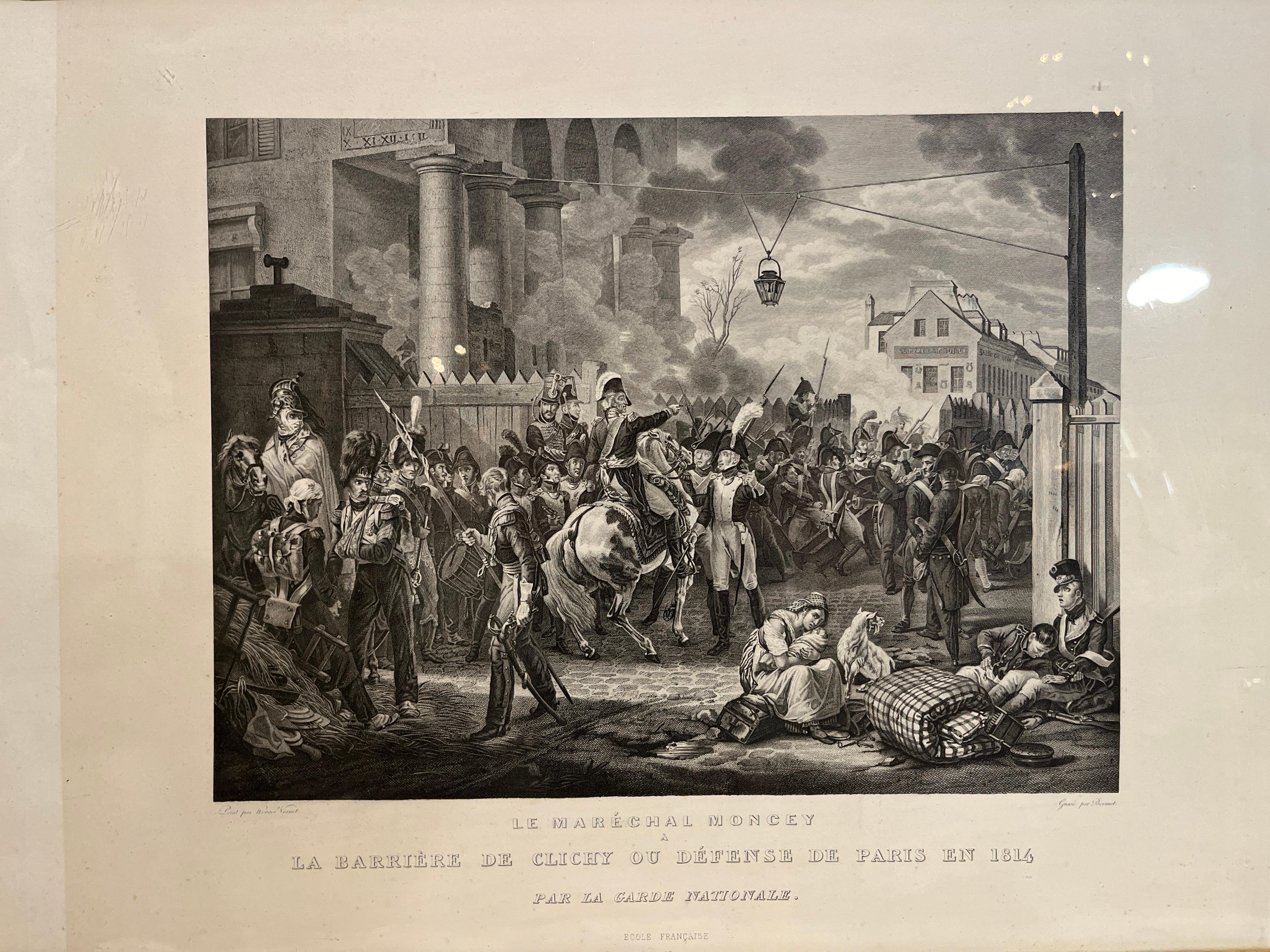 Empire Early 19th Century French Napoleonic Urban Battle Engraving For Sale