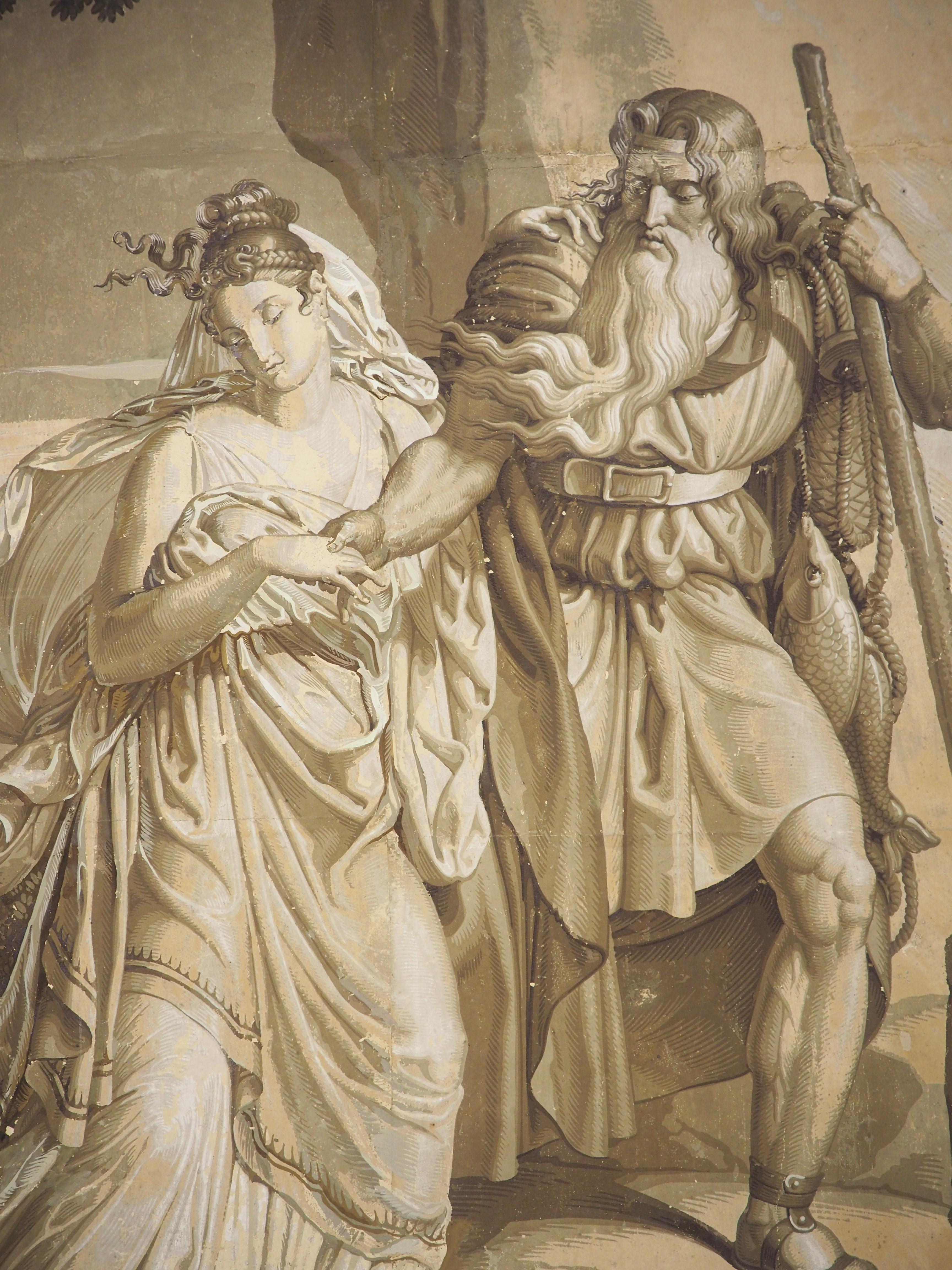 Early 19th Century French Neoclassical Grisaille Wallpaper Panel at 1stDibs