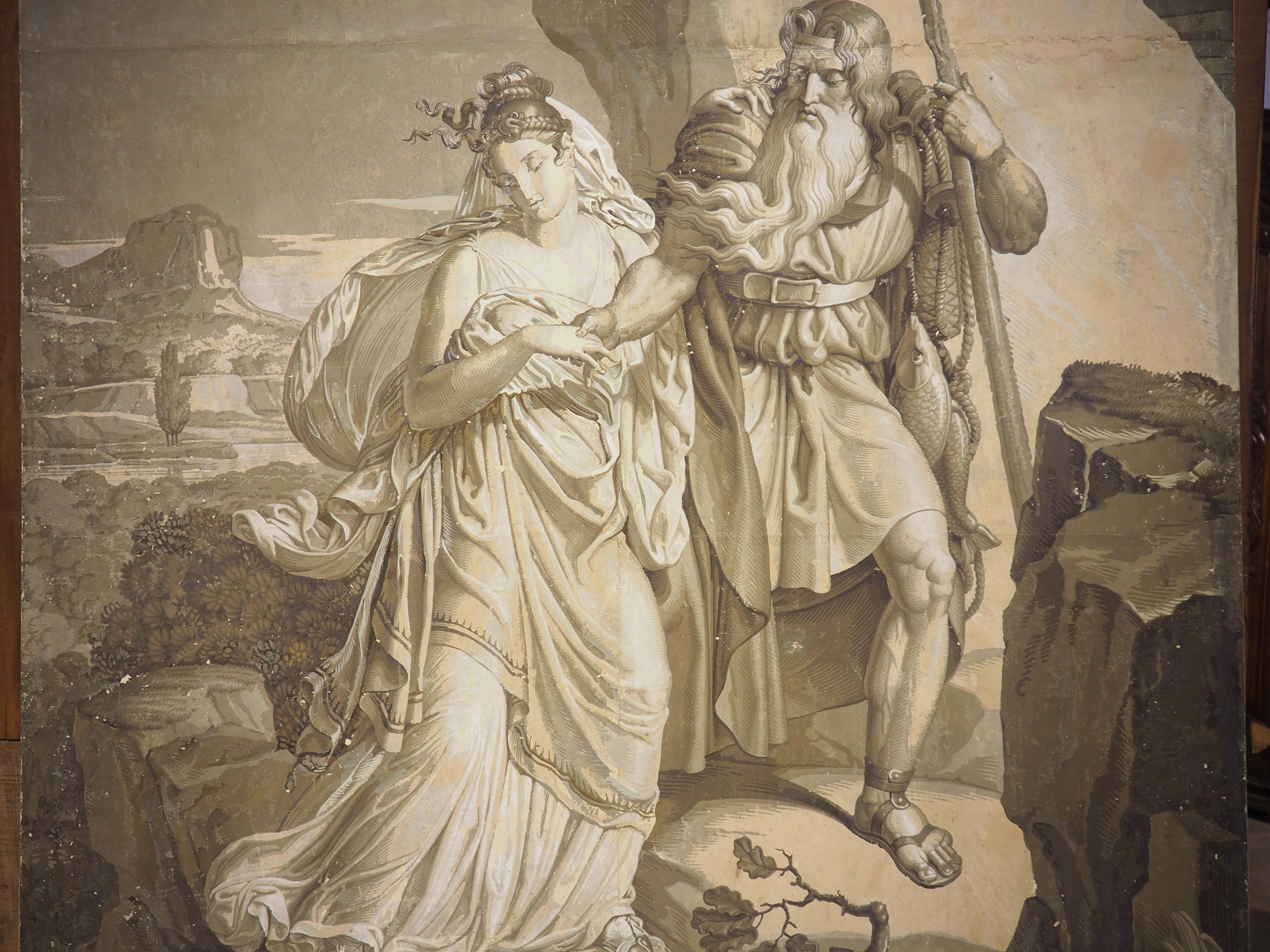 Early 19th Century French Neoclassical Grisaille Wallpaper Panel 1