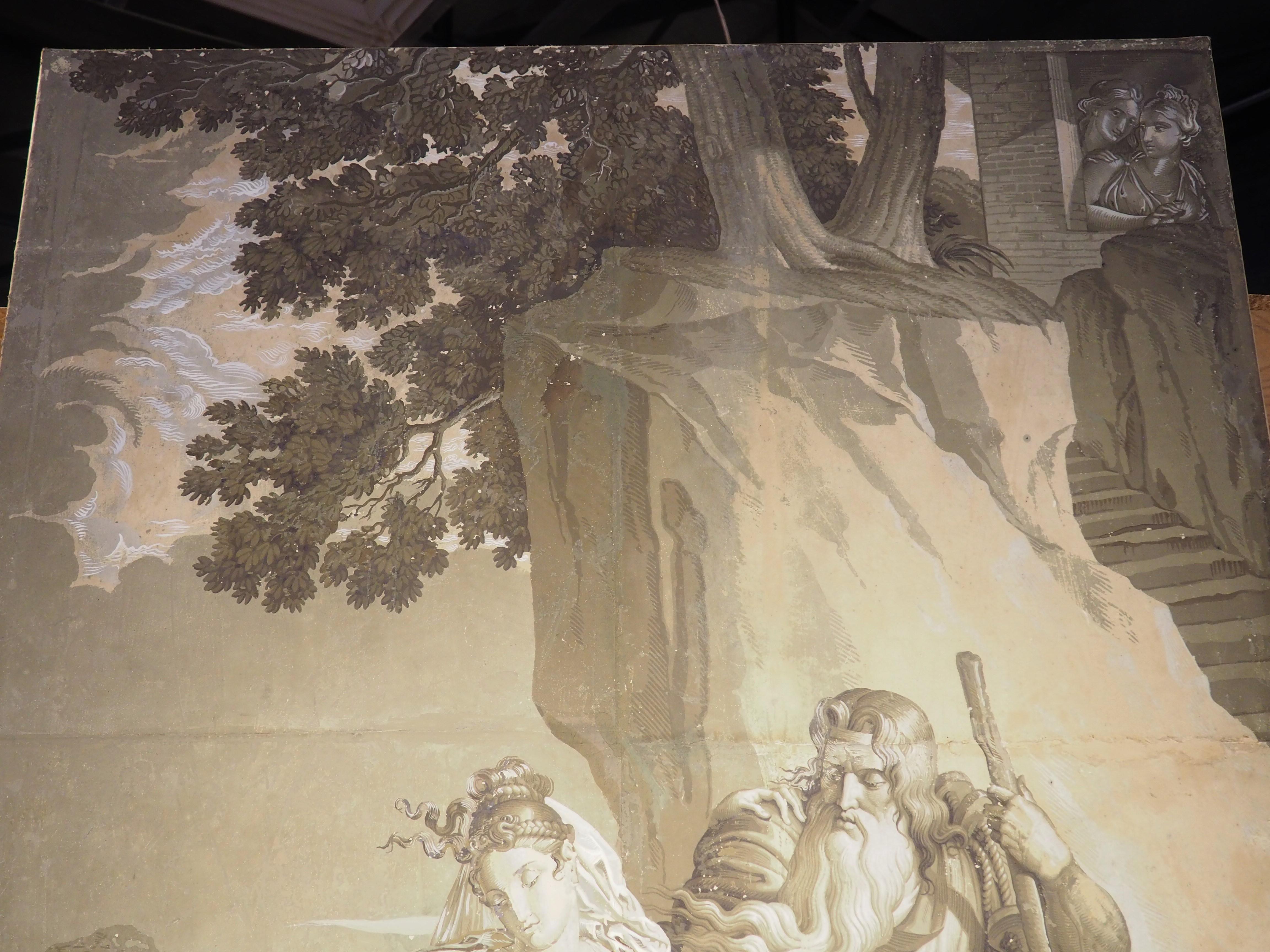 Early 19th Century French Neoclassical Grisaille Wallpaper Panel 2